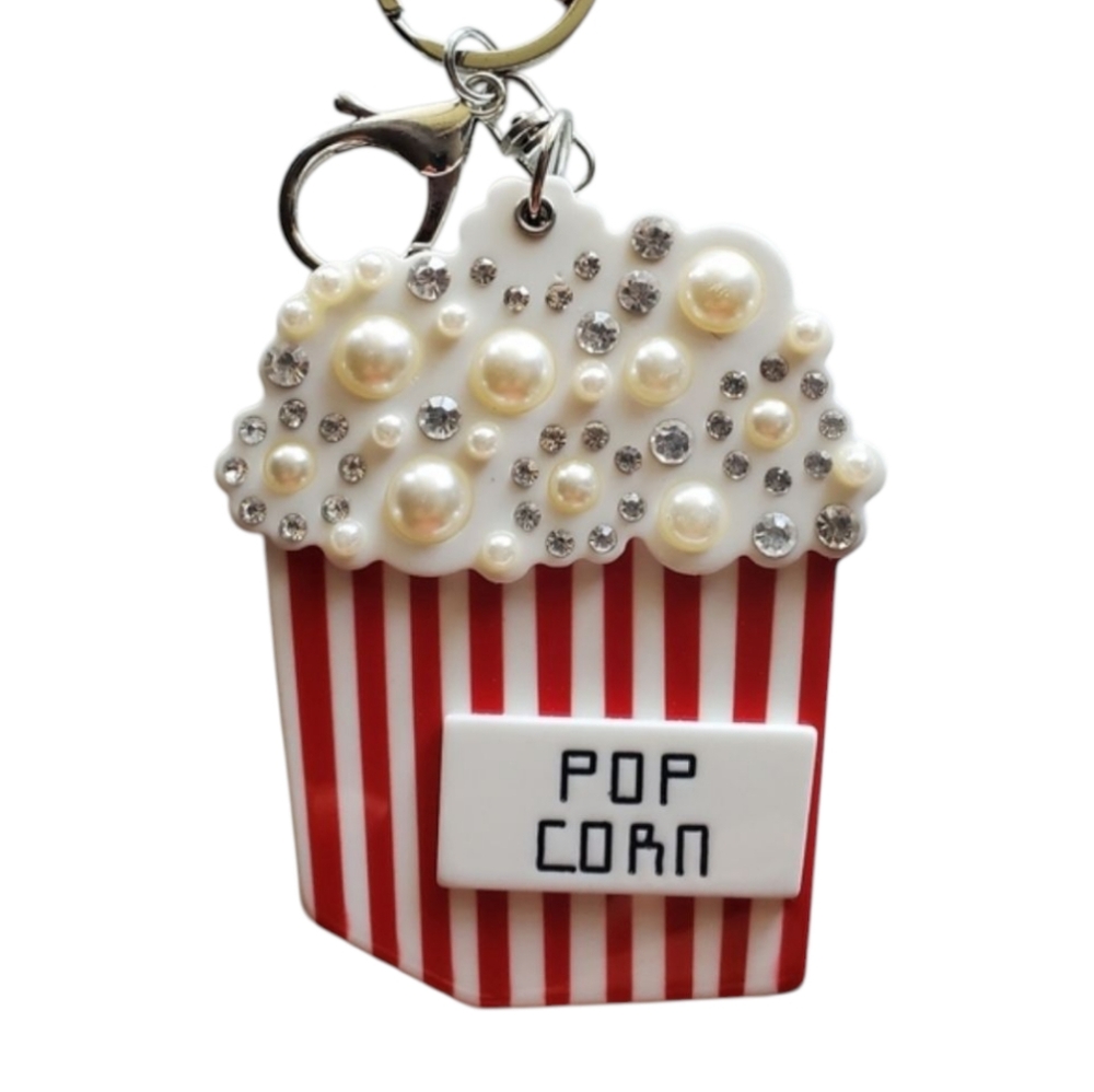 Novelty Bag Charm - Popcorn Keychain with Mirror